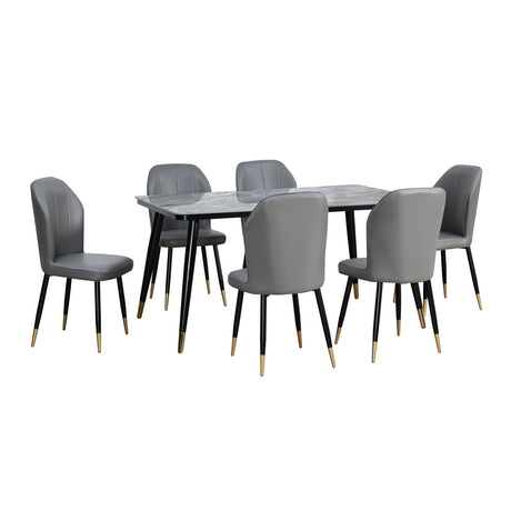 Flair + Rexton 6 Seater Dining Set (Grey & Black)