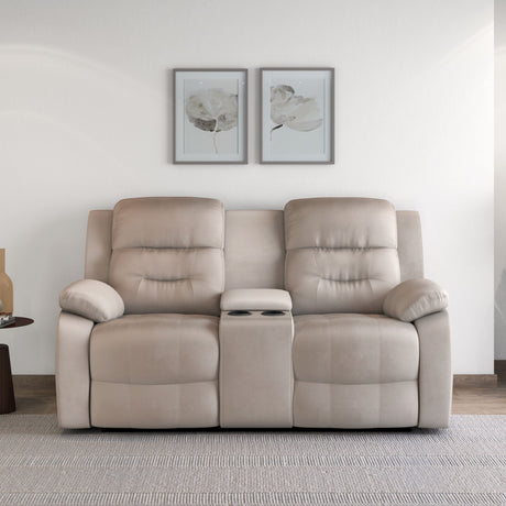 Rosia 2 Seater Recliner Sofa with Console- Light Brown