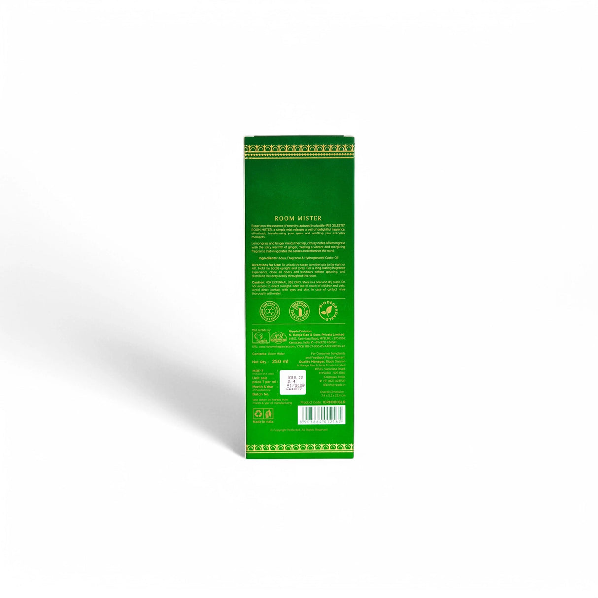 IRIS Celeste Lemongrass & Ginger Room Mister - 250 ml