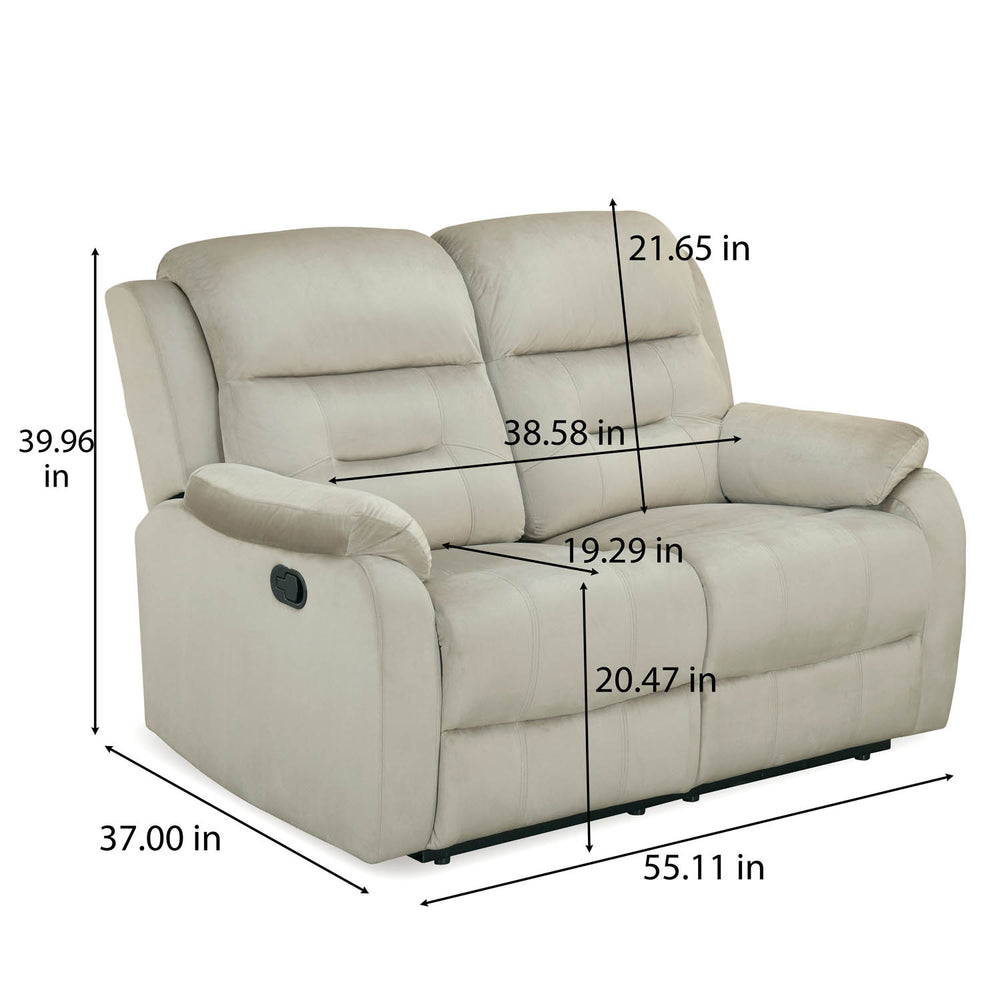Rosia 2 Seater Manual Recliner Sofa (Light Brown)