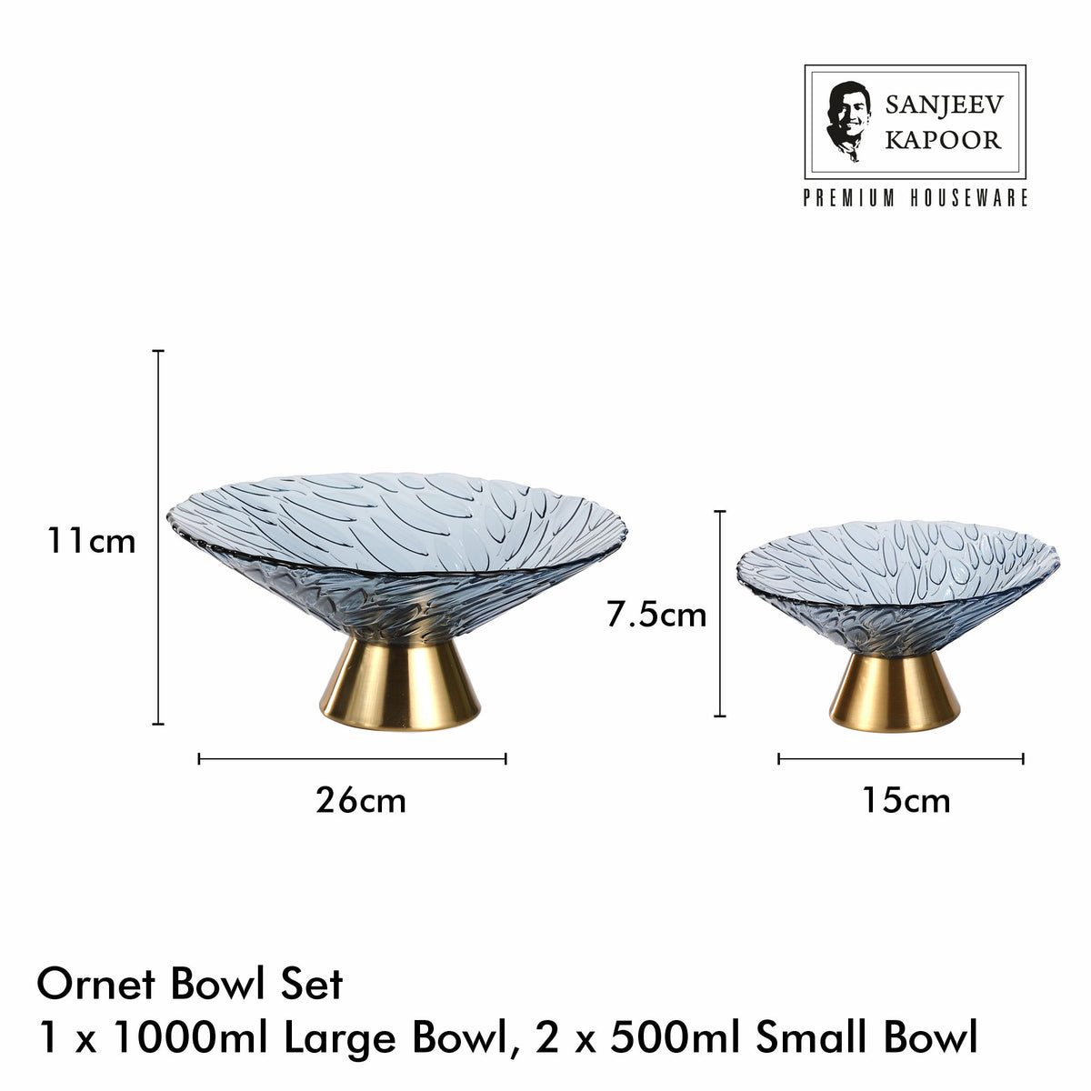 Sanjeev Kapoor Ornet Bowl Set of 3- Blue