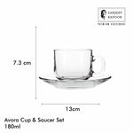 Sanjeev Kapoor Avora Cup and Saucer Set of 12- 180 ml, Transparent