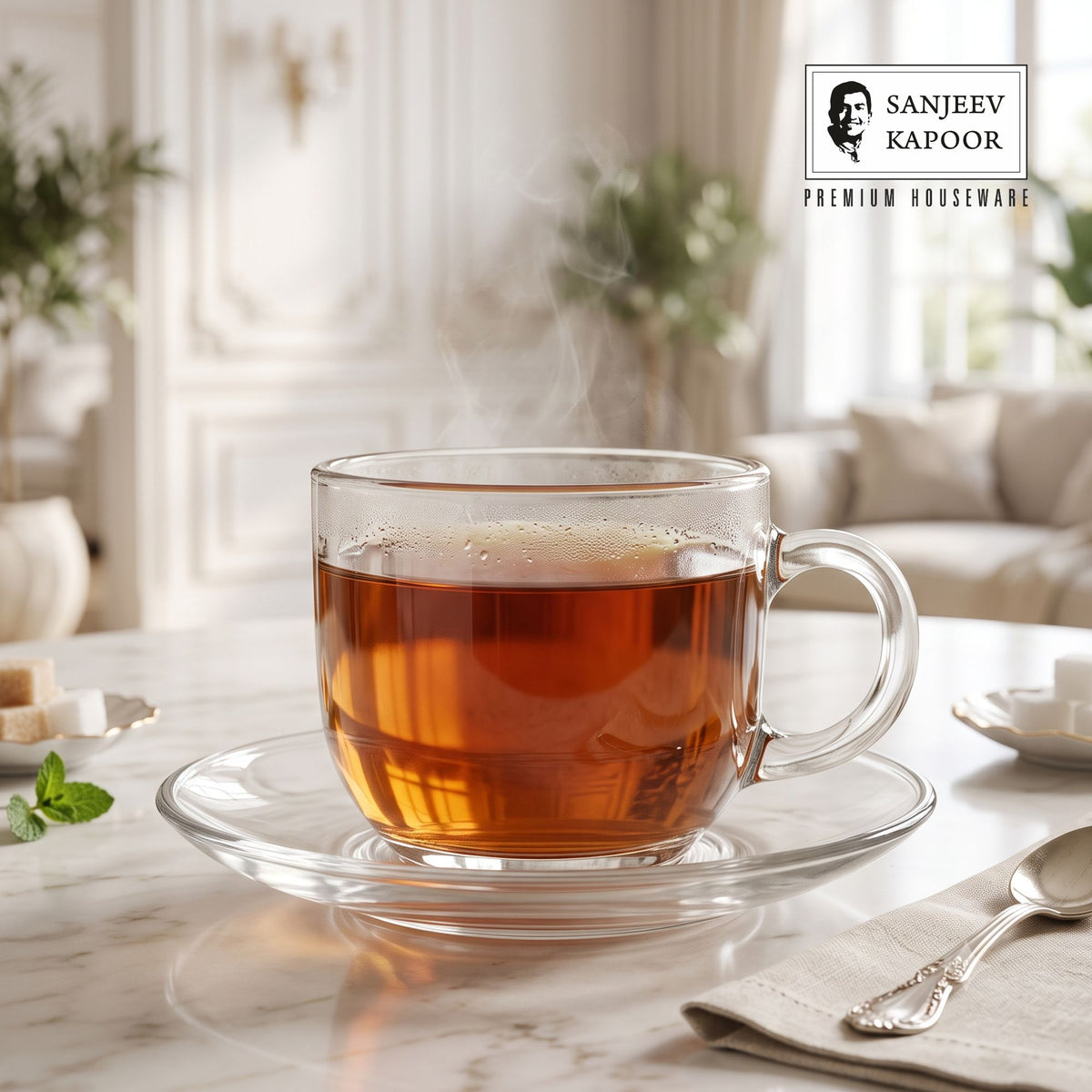 Sanjeev Kapoor Avora Cup and Saucer Set of 12- 180 ml, Transparent