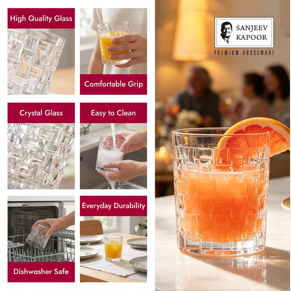 Sanjeev Kapoor Bosa Nova Juice Glasses Set of 6- 230 ml, Transparent