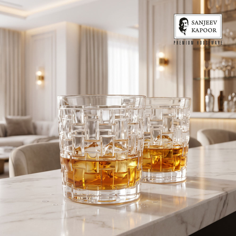 Sanjeev Kapoor Bosa Nova Whisky Glasses Set of 6- 330 ml, Transparent