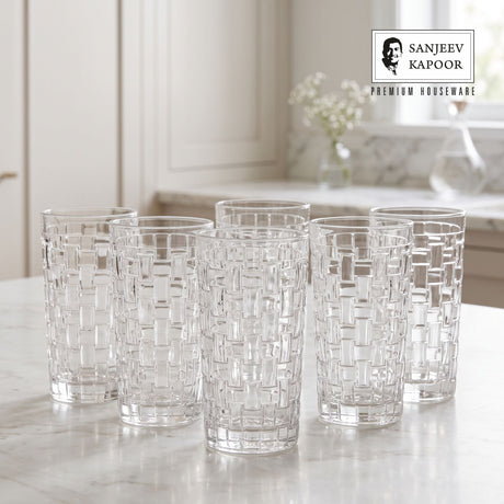 Sanjeev Kapoor Bosa Nova Water Glasses Set of 6- 290 ml, Transparent