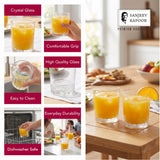 Sanjeev Kapoor Terra Juice Glasses Set of 6- 230 ml, Transparent