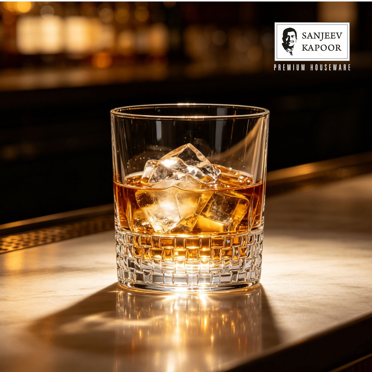 Sanjeev Kapoor Terra Whisky Glasses Set of 6- 330 ml, Transparent