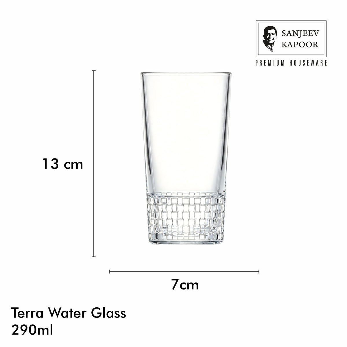 Sanjeev Kapoor Terra Water Glasses Set of 6- 290 ml, Transparent