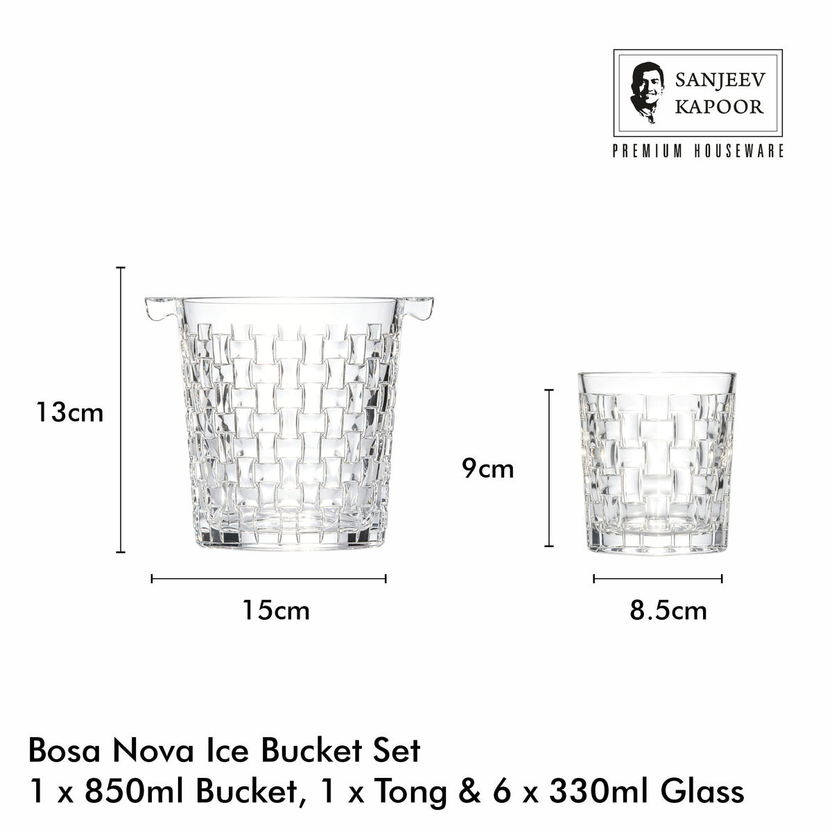 Sanjeev Kapoor Bosa Nova Bar Set- 8 Pieces, Transparent
