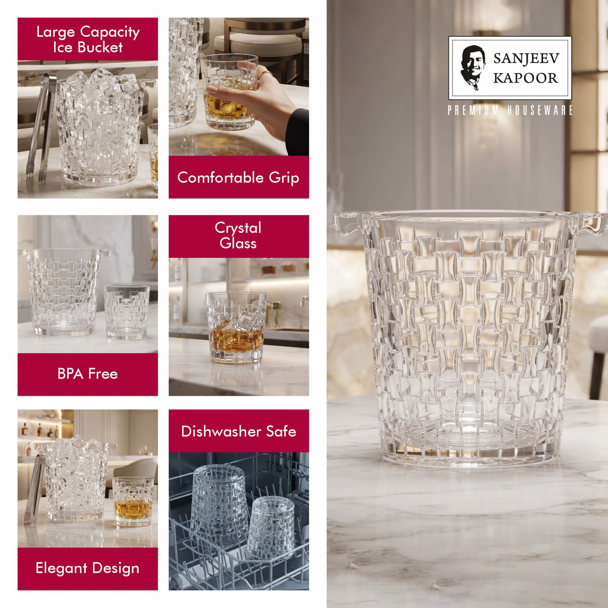 Sanjeev Kapoor Bosa Nova Bar Set- 8 Pieces, Transparent