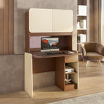 Sliven Computer Table with Hutch- Legno Oak Dark & Ivory