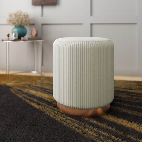 Nilkamal Susie Fabric Ottoman With Metal Base Cream