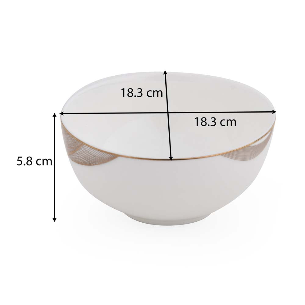 36 Pieces Swirl Porcelain Dinner Set- White and Gold