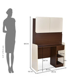 Sliven Computer Table with Hutch- Legno Oak Dark & Ivory