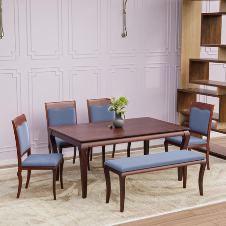 Nilkamal steak 6 Seater Dining Set With Bench Brown