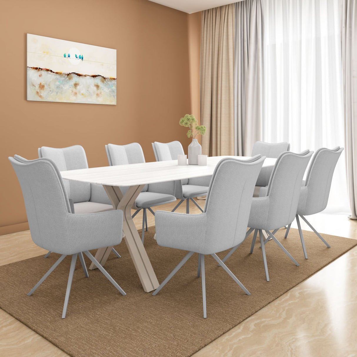 Titania 8 Seater Dining Set- Ivory