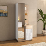 Tron Engineered Wood Dresser- Travertine & White