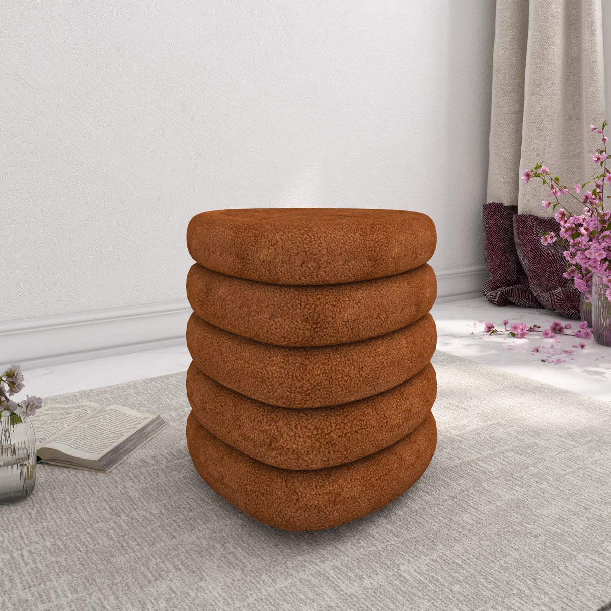 Taro Ottoman with Storage- Terracotta