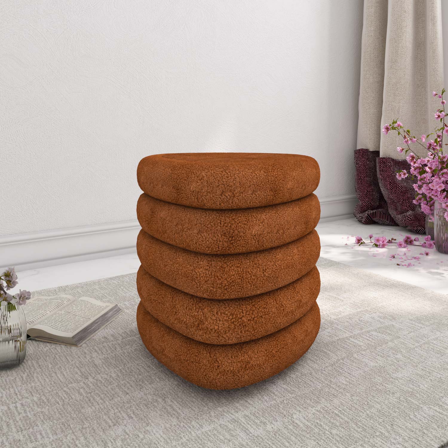 Taro Ottoman with Storage- Terracotta