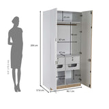 Tron 2 Door Wardrobe- Travertine & White