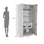 Tron 2 Door Wardrobe- Travertine & White