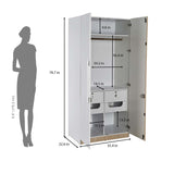 Tron 2 Door Wardrobe- Travertine & White