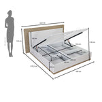 Tron King Bed with Hydraulic Storage- Travertine & White