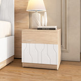 Tron Night Stand- Travertine & White