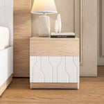 Tron Night Stand- Travertine & White