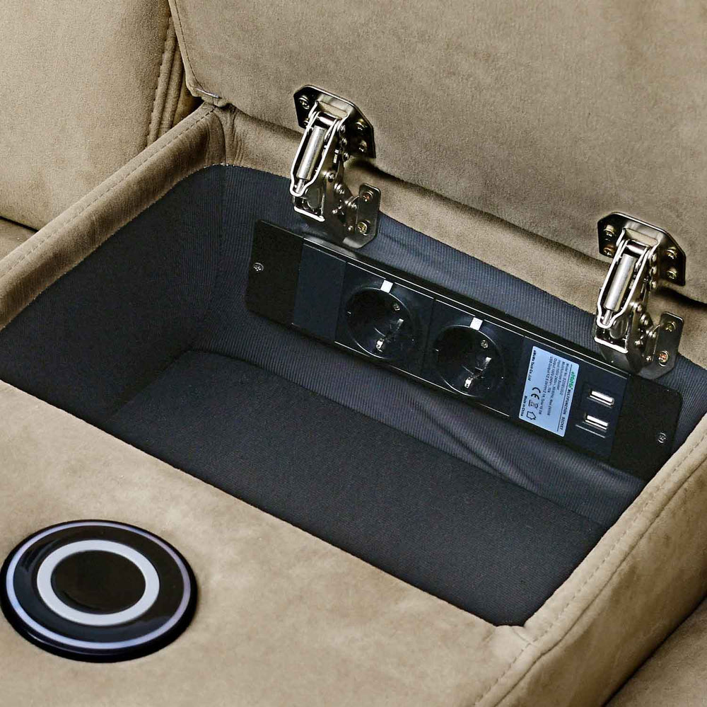 Clapton 2 Seater Double Motor Electric Recliner With Smart Center Console (Beige)