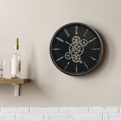 Nilkamal Sleek Gear Design Analog Wall Clock Black