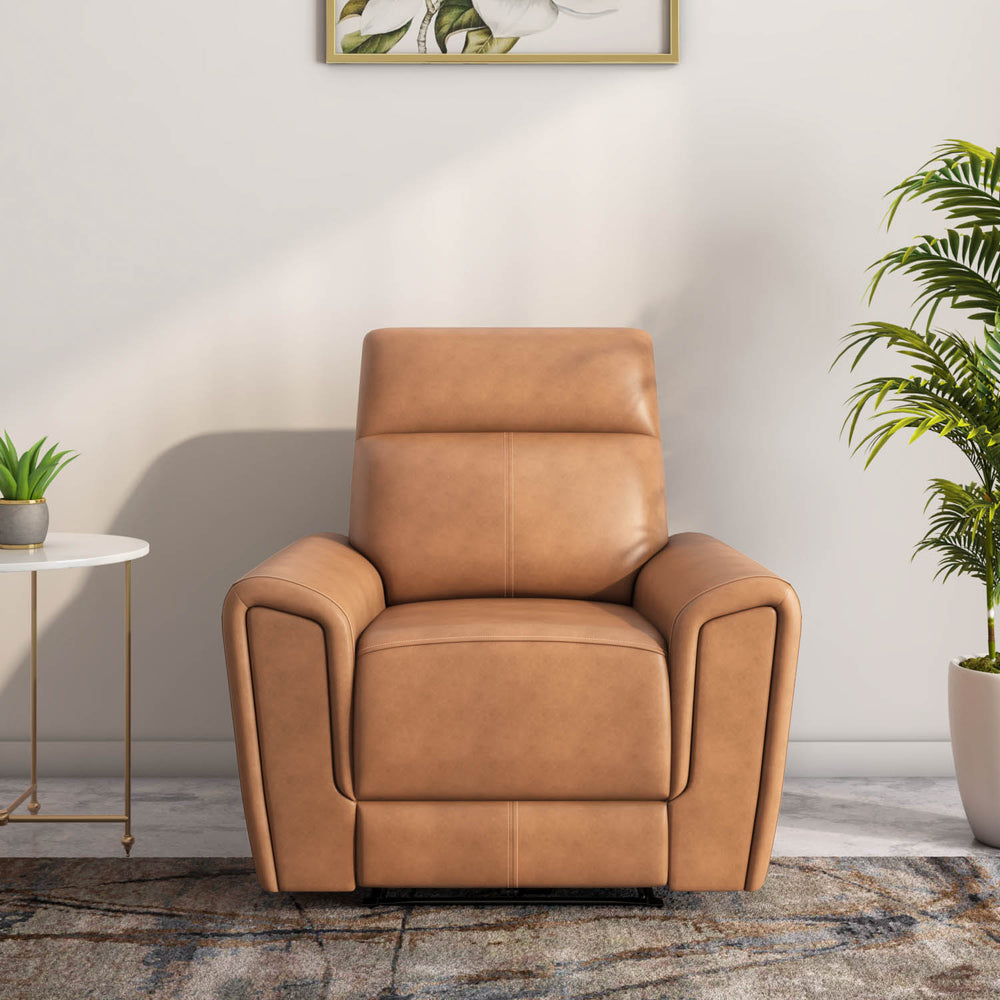 Venosa 1 Seater Electric Recliner Sofa- Tan