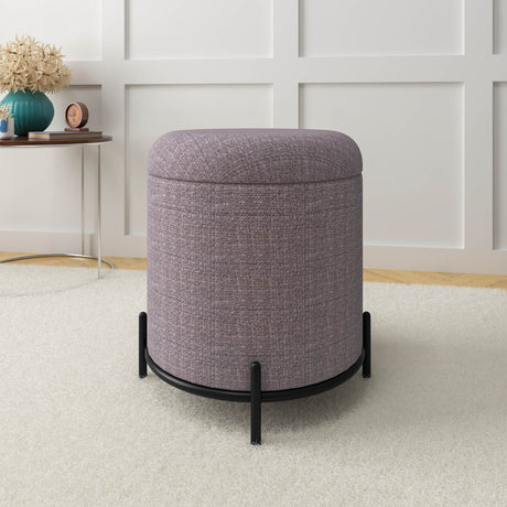 Nilkamal Volga Fabric Ottoman With Storage And Metal Base Brown