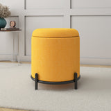 Volga Ottoman with Storage and Metal Base(Yellow)
