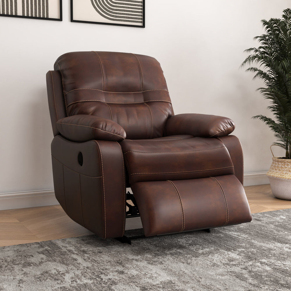 Wilson 1 Seater Sofa with Rocker Recliner- Brown