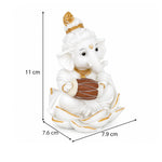 Vandanam Decorative Ganesha with Dhol Showpiece- White & Gold