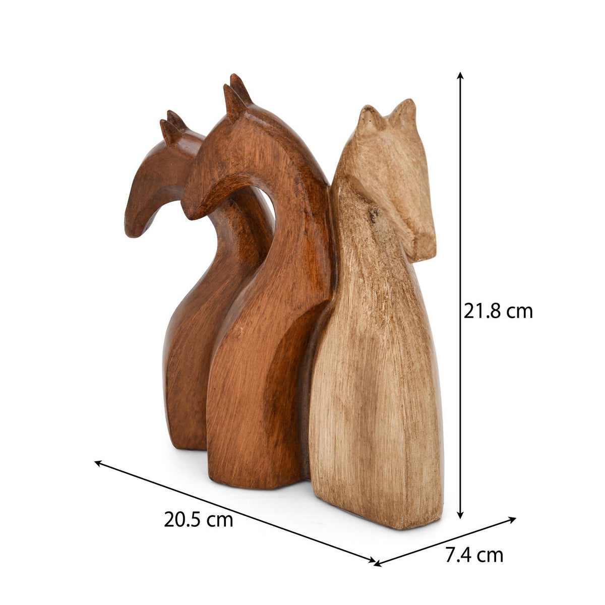 Trio Giraffe Head Polyresin Showpiece- Brown