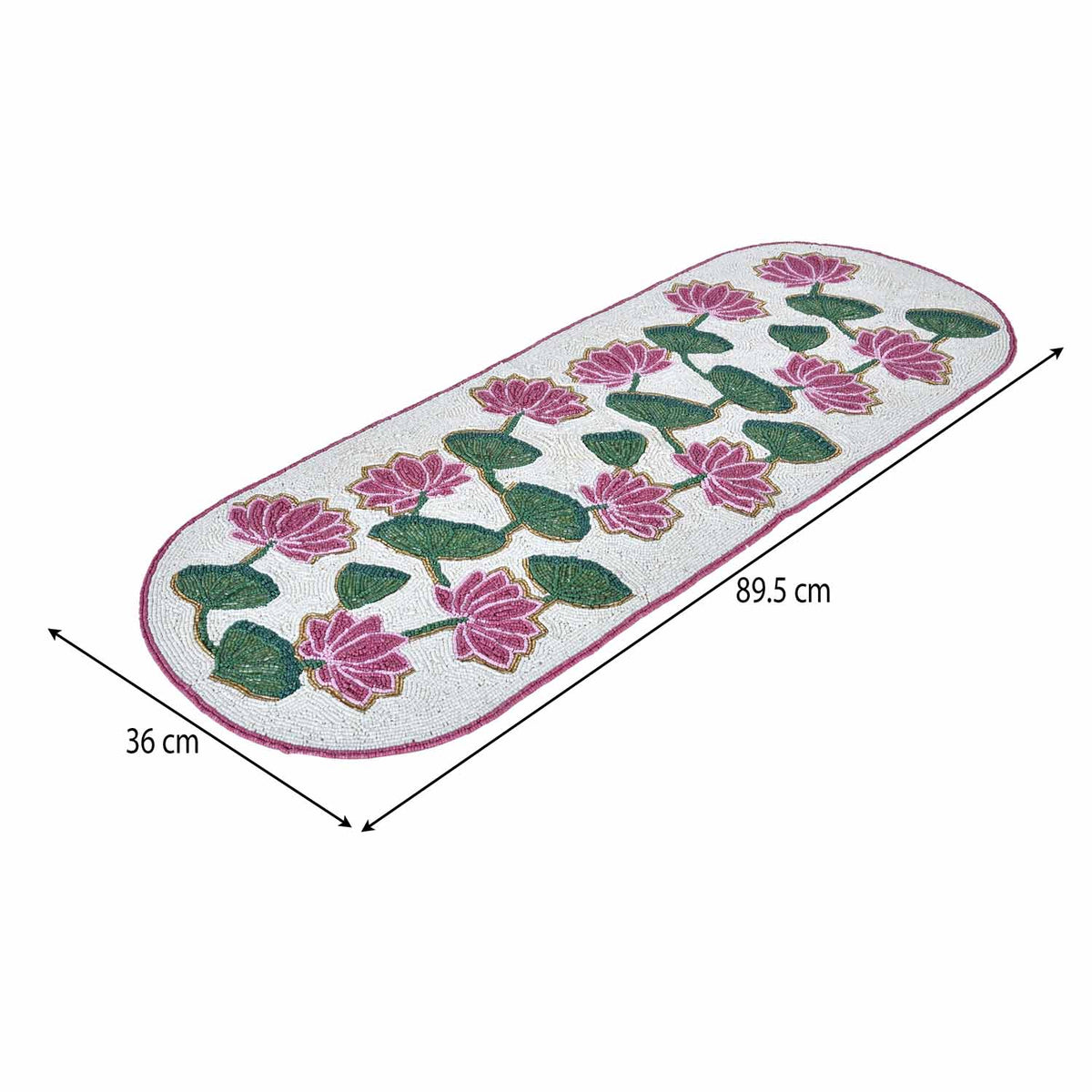 Madhuban Lotus Motif 4-Seater Table Runner- Pink