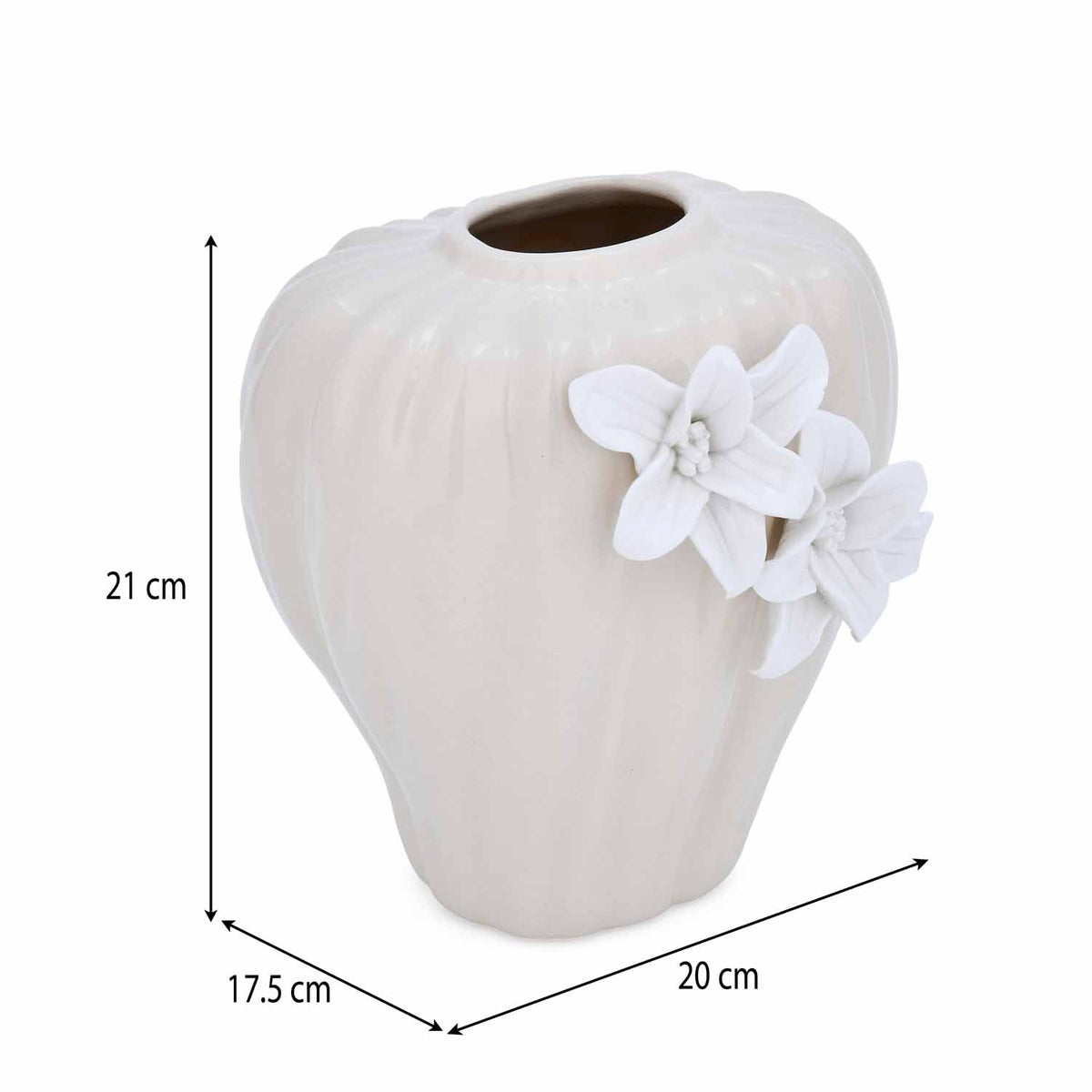 Elan Flora Dual Lily Drop Flower Vase - Cream & White