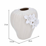 Elan Flora Dual Lily Drop Flower Vase - Cream & White