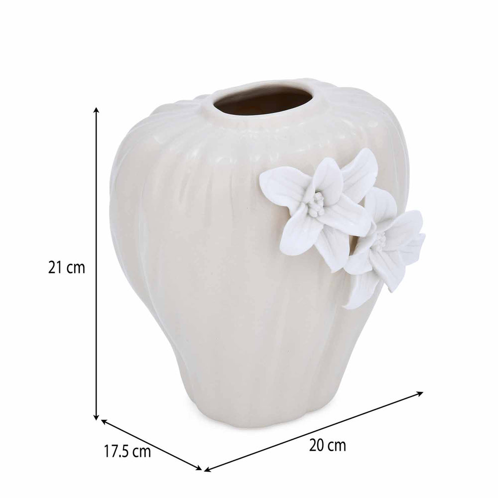 Elan Flora Dual Lily Drop Flower Vase - Cream & White