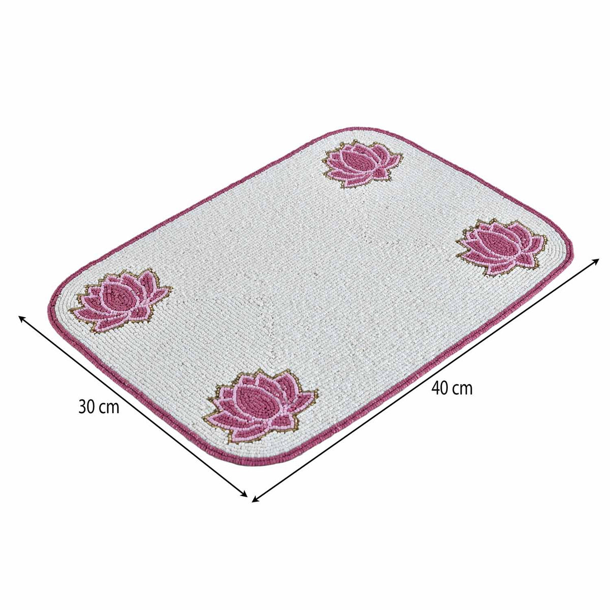 Madhuban Rectangular Lotus Beaded Placemat- Pink