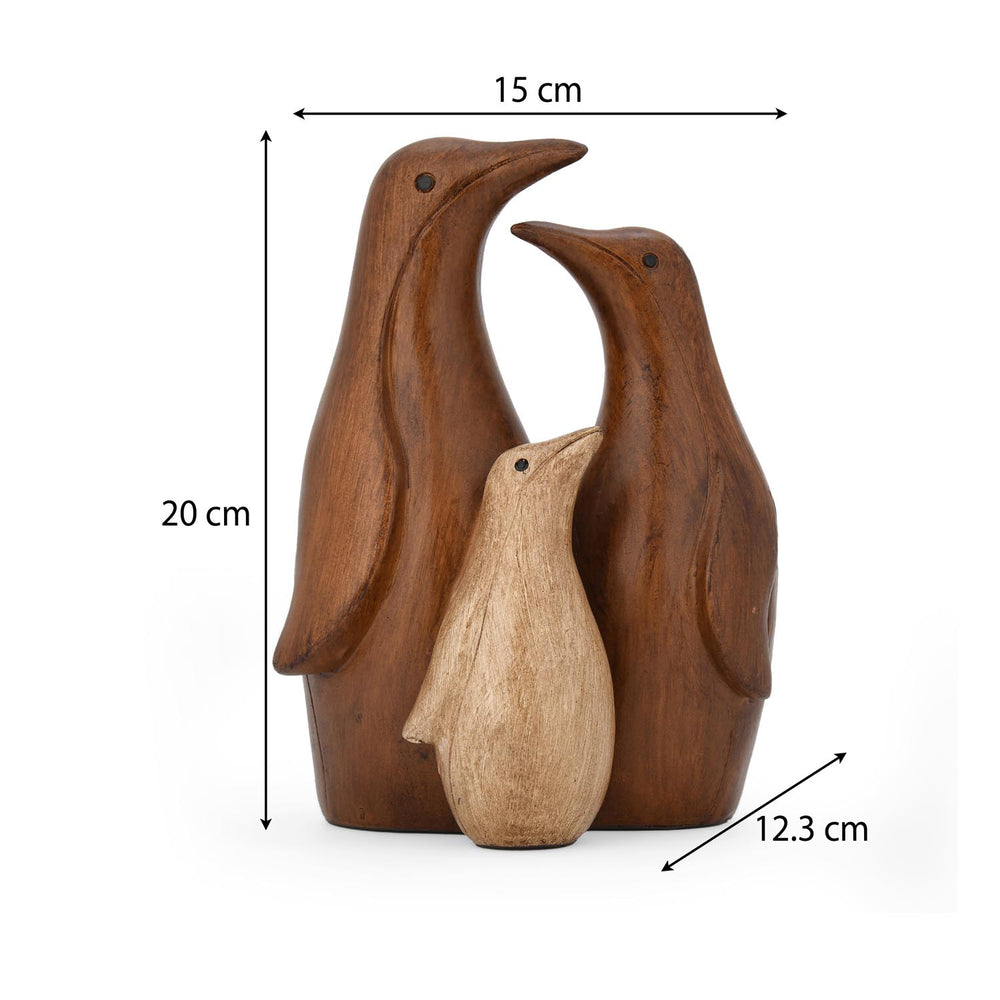 Trio Penguin Polyresin Showpiece- Brown