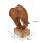 Elephant Head on Base Showpiece- Brown