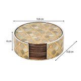 Decorative Set of 4 Coaster with Handle- Brown