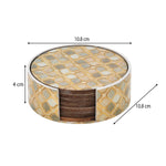 Decorative Set of 4 Coaster with Handle- Brown