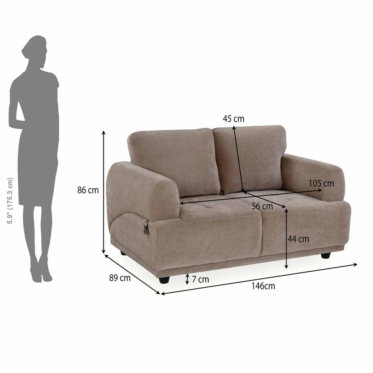 Renzo 2 Seater Sofa- Camel