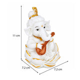 Vandanam Decorative Ganesha Veena Showpiece- White & Gold
