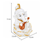 Vandanam Decorative Ganesha Veena Showpiece- White & Gold
